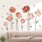 Pink Peony Rose Flower Wall Stickers Boho Floral Peel and Stick Wall Art Decals (Pink)